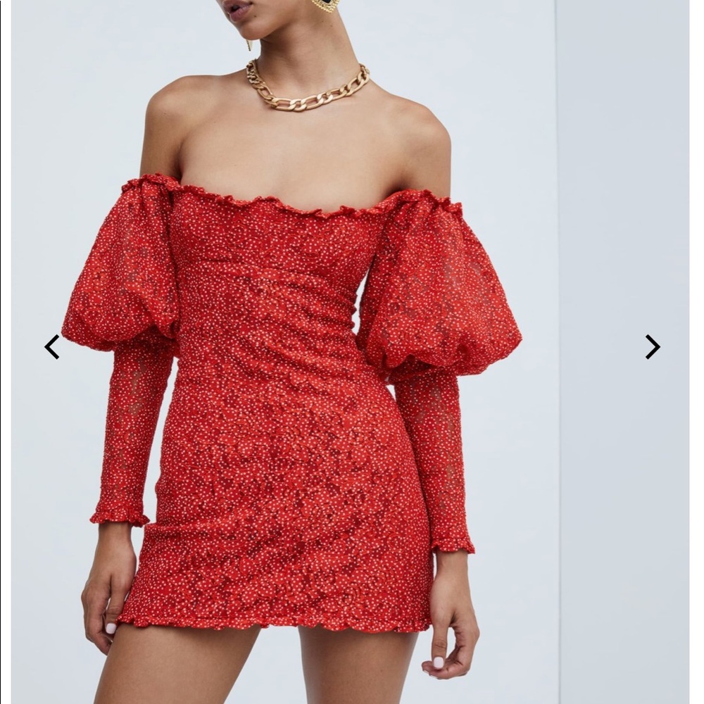 NWT For Love & Lemons Clarisse Off Shoulder Mini Dress